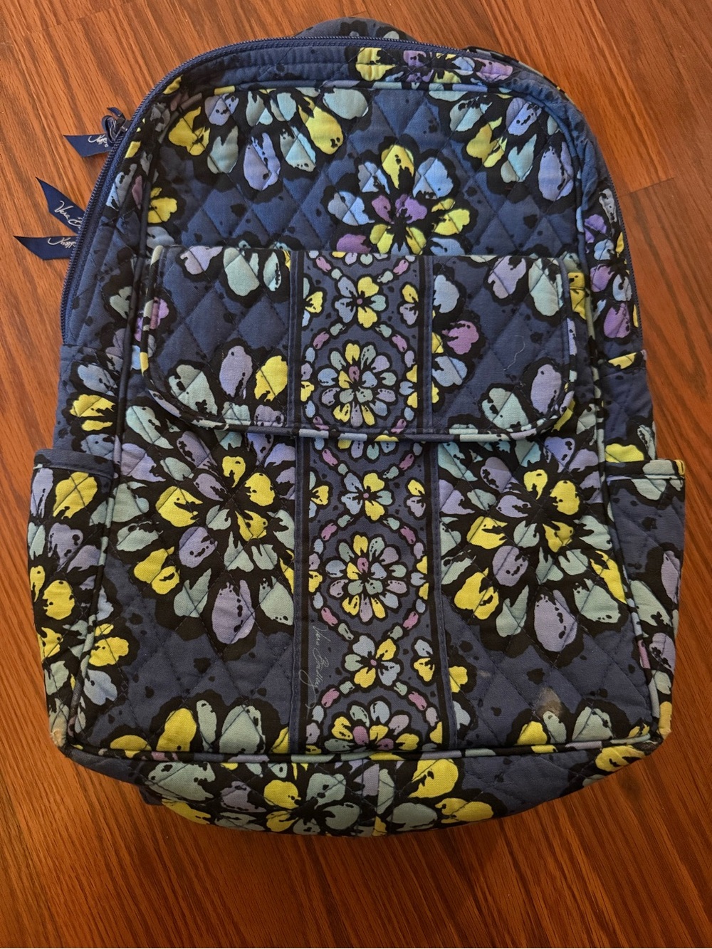 Vera Bradley Quilted Floral Backpack - Navy, Yellow, Lavender, Mint